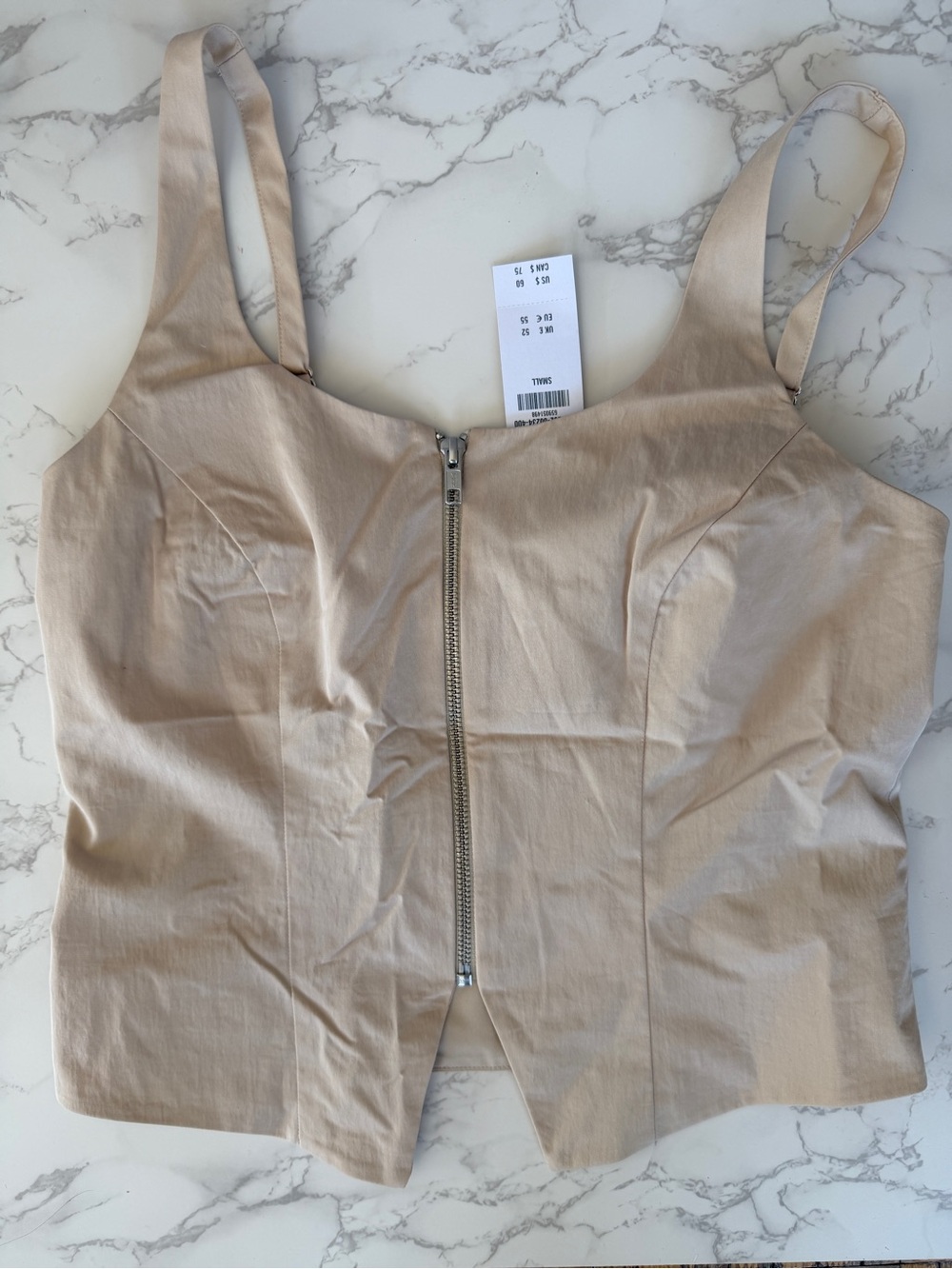 Abercrombie & Fitch Nude Beige Zip-Front Crop Top